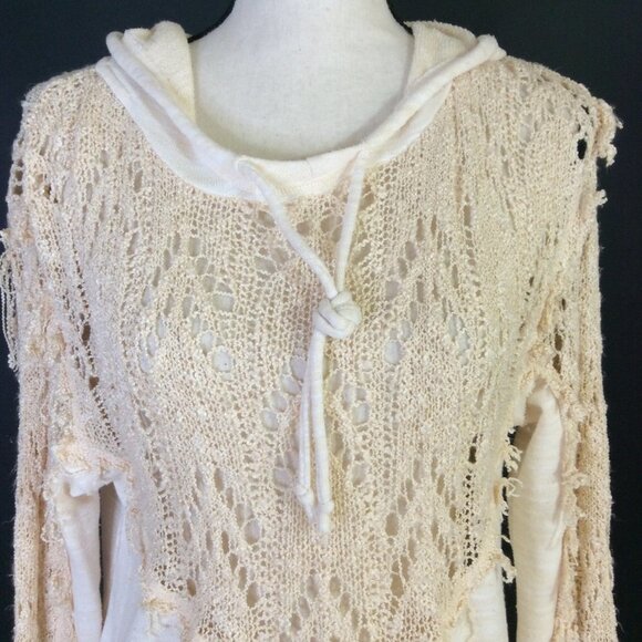 WEST Coast By T&S Womens Top Size XL Beige Hooded - Picture 3 of 12
